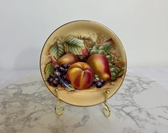 Aynsley Orchard Mini Plate 4.5" Bone China Hand Painted Fruit Dish Gold Rim England
