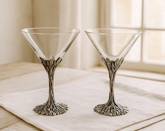 Bicchieri da cocktail Martini Grey Goose / Stelo in peltro 6,5" Design elegante / Accessorio da bar, regalo perfetto per chi ama intrattenere gli ospiti