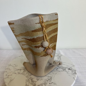 Handmade Ceramic Vase, Textured Earth Tone Clay, Sculptural Art Vessel
