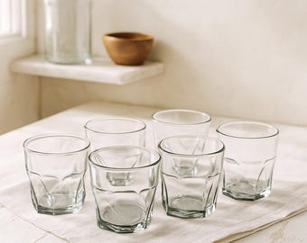 Set di 6 bicchieri esagonali / Bicchieri in stile Mid-Century Modern da 8,9 cm / Bicchieri highball Libbey Crisa Rhombus