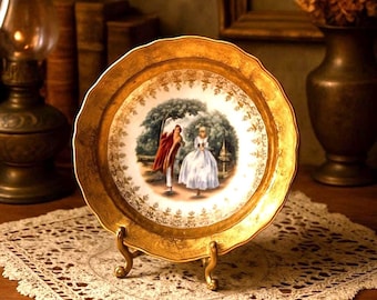 W.S. George Radisson Fruit Bowl | 22K Gold Colonial Revival Scene (1910-1940)