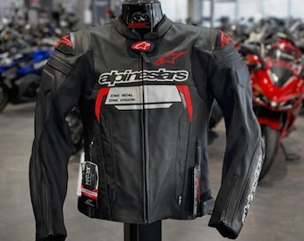 Alpinestars Racing Lederjacke für Herren | Sportliche Fahrradjacke | Motorrad gepanzerte Reitausrüstung