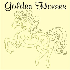 Digital Download - Golden Horses Embroidery Designs - 10 Designs