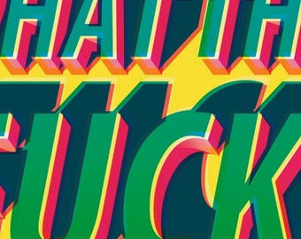 WTF: krachtige, kleurrijke ingelijste poster, brutale sarcastische muurkunst