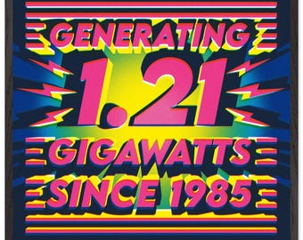 1,21 gigawatt popartprint, wanddecoratie retrofilm jaren 80, ingelijste sciencefictionposter