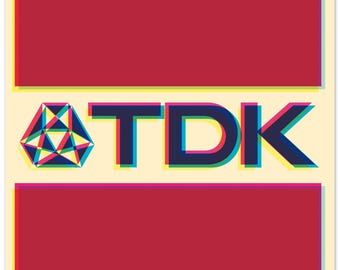 Retro TDK-poster | Nostalgisch muziekcadeau | Kunstdruk jaren 80 jaren 90 vibes | Handgemaakte wanddecoratie