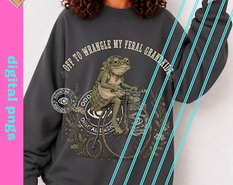 Off to Wrangle My Feral Grandkids Frog T-Shirt, Funny Grandma PNG , Grandparent Gift Sublimation Design, Instant Download