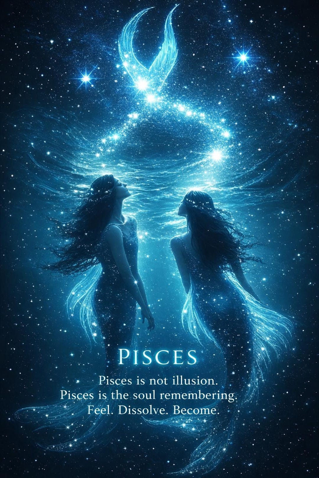 Pisces Zodiac Art Print, Celestial Wall Art, Astrology Poster (digital ...