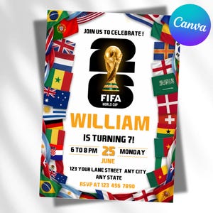 Invitación para fiesta del Mundial 2026, Copa Mundial de Fútbol, Invitación para ver el partido, Plantilla editable de Canva One Last Dance World Cup (Descarga digital)