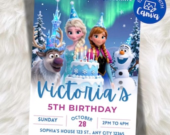 Bewerkbare Frozen verjaardagsuitnodiging Bewerkbare Frozen verjaardagsfeestje Elsa & Anna feestuitnodiging meisje Frozen verjaardagsuitnodiging digitale download