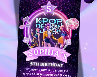 KPOP Demon Hunters Invitation, KPOP Demon Hunters Birthday invitation, EDITABLE K Pop Birthday Invitation, K Pop Warriors Invitation