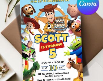 Toy Story  Birthday Invitation, Editable Toy Story Birthday Invite Digital Toy Story Invitation Digital Download Toy Story Theme Invite