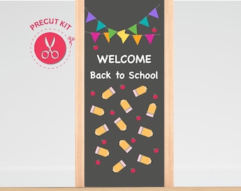BACK to SCHOOL PENCILS - Precut Door Decoration, Apples, Chalkboard, Banner, Help, Grow, Classroom, Bulletin Board Kit