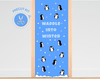 WINTER PENGUINS - Precut Door Decoration, Holiday, Winter, Penguins, Waddle, Cool, Classroom, Bulletin Board Kit