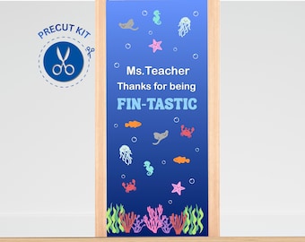 THANKS OCEAN ANIMALS - Teacher's Appreciation, Precut Door Decoration, Classroom, Bulletin Board Kit