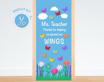 THANKS BUTTERFLIES - Teacher's Appreciation, Precut Door Decoration, Classroom, Bulletin Board Kit, 3D Flower