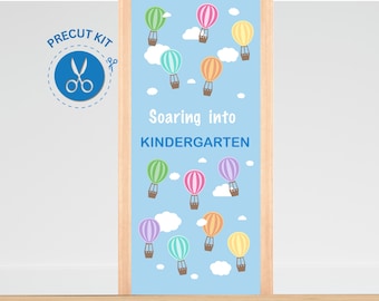 BACK to SCHOOL BALLOONS - Precut Door Decoration, Hot Air Balloons, Soar, Clouds, Sky, Grade, Classroom, Bulletin Board Kit