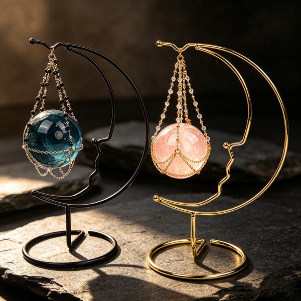 Mond Metallständer Kristallkugel Dekor, Halbmond Display Halter, Himmlische Schreibtisch Verzierung, Regal Dekor Geschenk