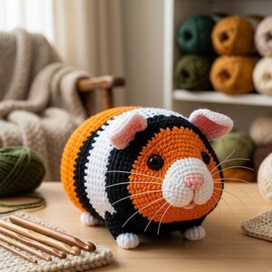 Handmade Crochet Guinea Pig Plush – Chestnut Cavy Amigurumi Toy, Customizable Color Options