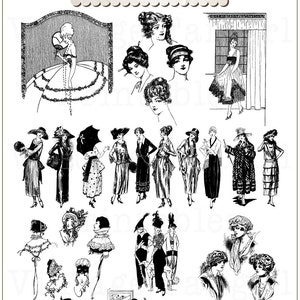 NEW Vintage Women's Fashion Sketches Clip Art Collection 100% Scalable Vector Art image 2