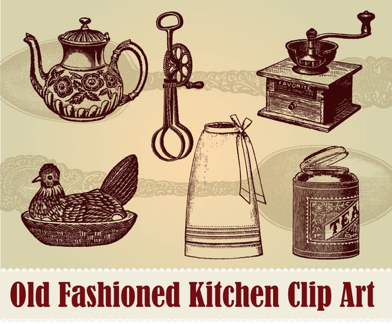 15 Vintage Kitchen Items Clip Art Collection 100% - Etsy