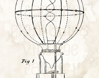Cool antiek Lightbulb technische tekening - digitale jpg-bestanden & PNG Instant illustraties downloaden