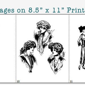 NEW Vintage Women's Fashion Sketches Clip Art Collection 100% Scalable Vector Art image 4