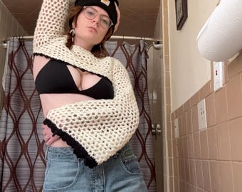 Handmade Crochet Lace-Wing Shrug: Airy Bell Sleeves, Fairy-core