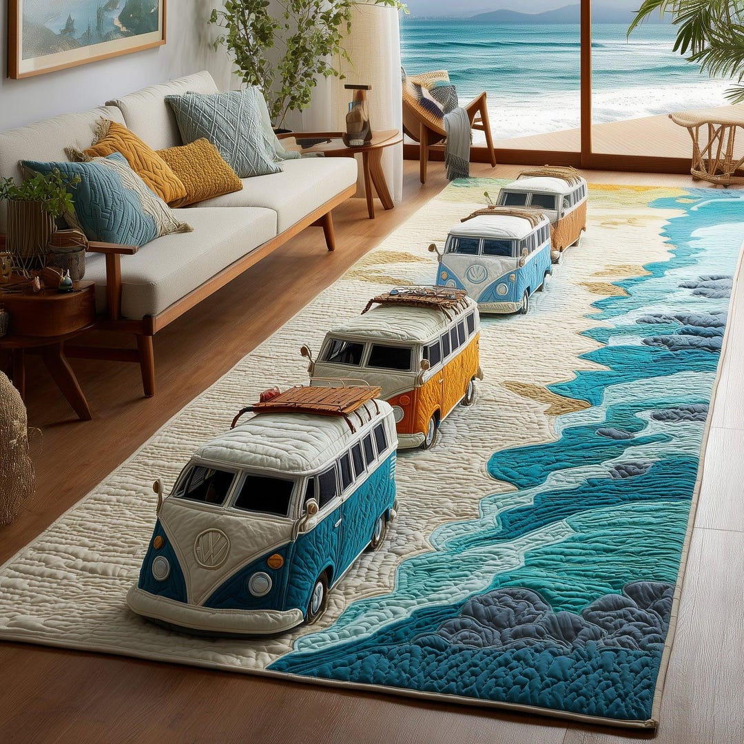 Beach Van Runner Rug, Coastal Kitchen Mat, Ocean Hallway Decor, Surf ...