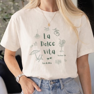 Personalized La Dolce Vita Shirt, Custom Name Italy Vacation Tee, Shirt for honeymoon, Couples Trip Shirt, Summer Travel Tee, Comfort Colors image 1