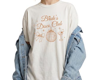 Koszulka z motywem klubu disco dla panny młodej, koszulka z motywem retro na wieczór panieński, koszulka z motywem disco na balu panny młodej, wieczór panieński z martini, wieczór panieński, koszulka w komfortowych kolorach