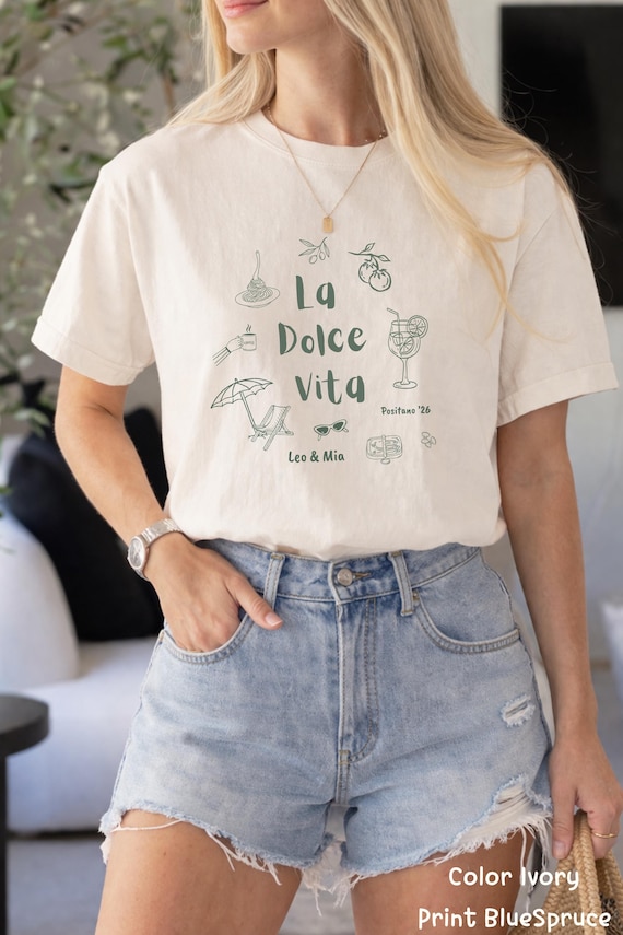 Personalized La Dolce Vita Shirt, Custom Name Italy Vacation Tee, Shirt for honeymoon, Couples Trip Shirt, Summer Travel Tee, Comfort Colors