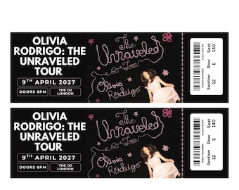 Olivia Rodrigo The Unraveled Tour  Personalised Memorabilia Souvenir Mock Concert Ticket