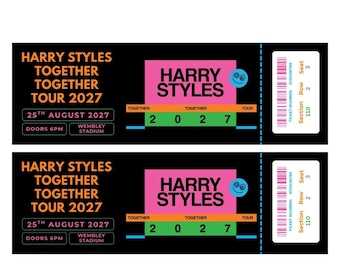 Harry Styles Together Together Tour 2027 Personalised Memorabilia Souvenir Mock Concert Ticket