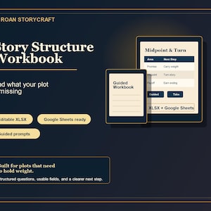Story Structure Workbook for Fiction Writers | Novel Plot Planner | Fix a Broken Plot | Spreadsheet for Authors