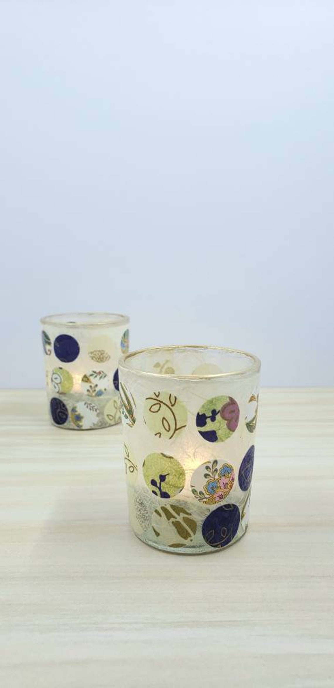 2 Votive Candle Holders Boho Dots Boho Chic Etsy