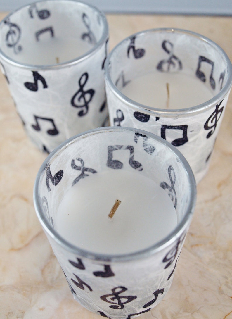 3 Wedding Candles Lighting Music Theme Votive Candle Etsy