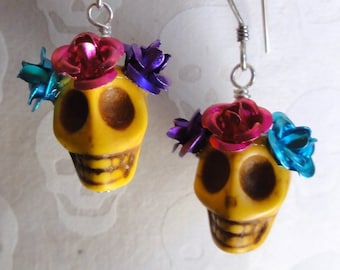 Orecchini A Borchia Teschio Gotico In Acciaio Inox - Collezione Punk Per Halloween