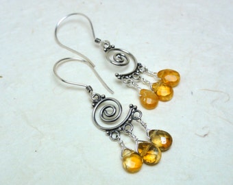 Citrine & Sterling Chandelier Earrings