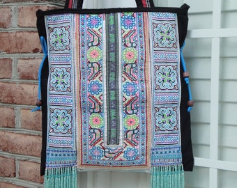 Sac à bandoulière - tissu vintage Hill Tribe - sac à main - broderie textile tribal - style bohème hippie bohème bohème