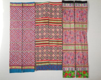 SHIP From USA - Preowned Hmong Textile - Hand Embroidered Hill Tribe textile - Each Pair SOLD Separately