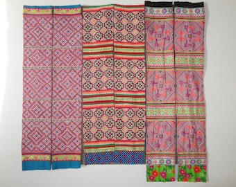 Textile Hmong d'occasion - Tissu brodé à la main des tribus des collines
