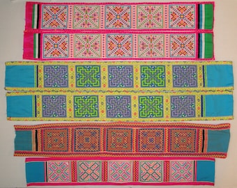 Textile Hmong - Tissu brodé à la main des tribus des collines, Fournitures pour travaux manuels