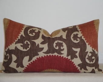 Decorative Pillow Cover - Fahri In Clove - Suzani - Red - Rust - Warm Brown - Tan