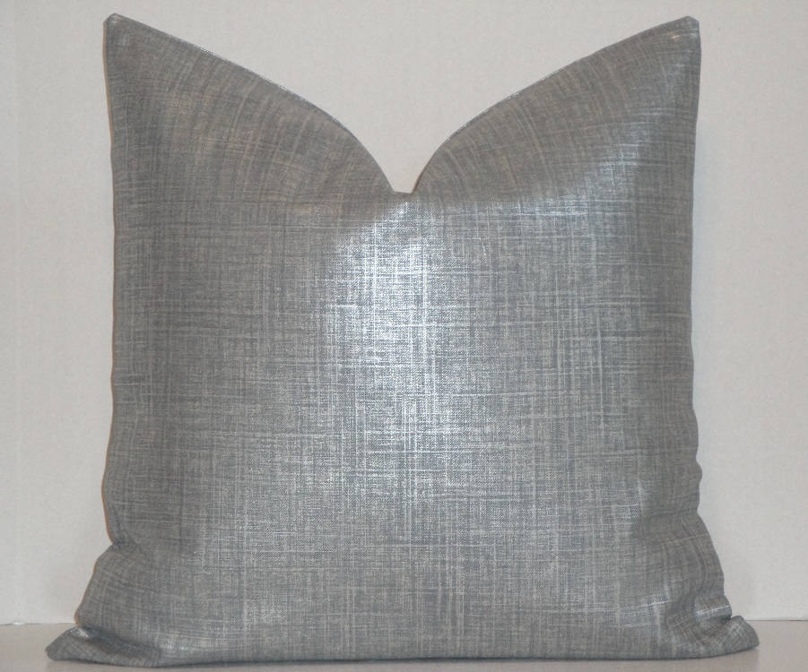 Grey Metallic Decorative Pillow Cover Double Sided Etsy