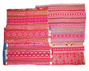 Tessuto ricamato Hmong usato - Tessuto Hilltribe per il fai da te - Ciascuno VENDUTO separatamente