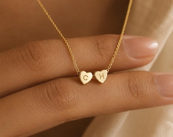 3D Heart Charm Necklace, Minimalist Heart Pendent Necklace, Custom Initial Heart Bracelet, Personalized Jewelry, Mother's Day Gift for Her