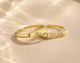 Custom 14K Gold Name Ring, Personalized Name Ring, Minimalist Jewelry Gift, Dainty Initial Ring, Custom Ring for Her, Christmas Gift