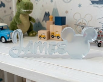 Benutzerdefinierte Mickey Mouse Acryl Namensschild, personalisierte Disney inspiriert Jungenzimmerdekor