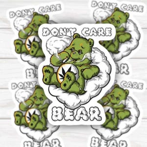 Don't Care Bear Pot Head Care Bear Inspired Sticker